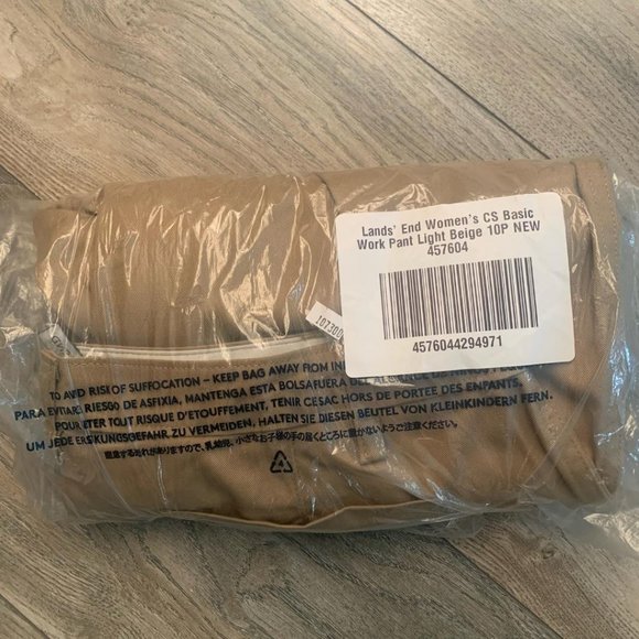 NWT LANDS' END WOMEN'S CASUAL BASIC WORK PANTS LIGHT BEIGE 10P (PETITE) - Picture 9 of 11